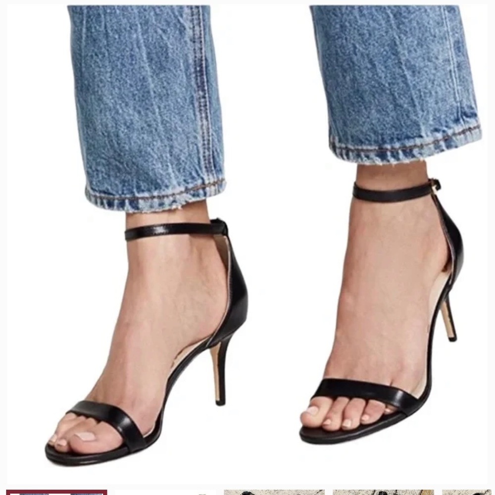 Black suede Sam Edelman ankle strap heels